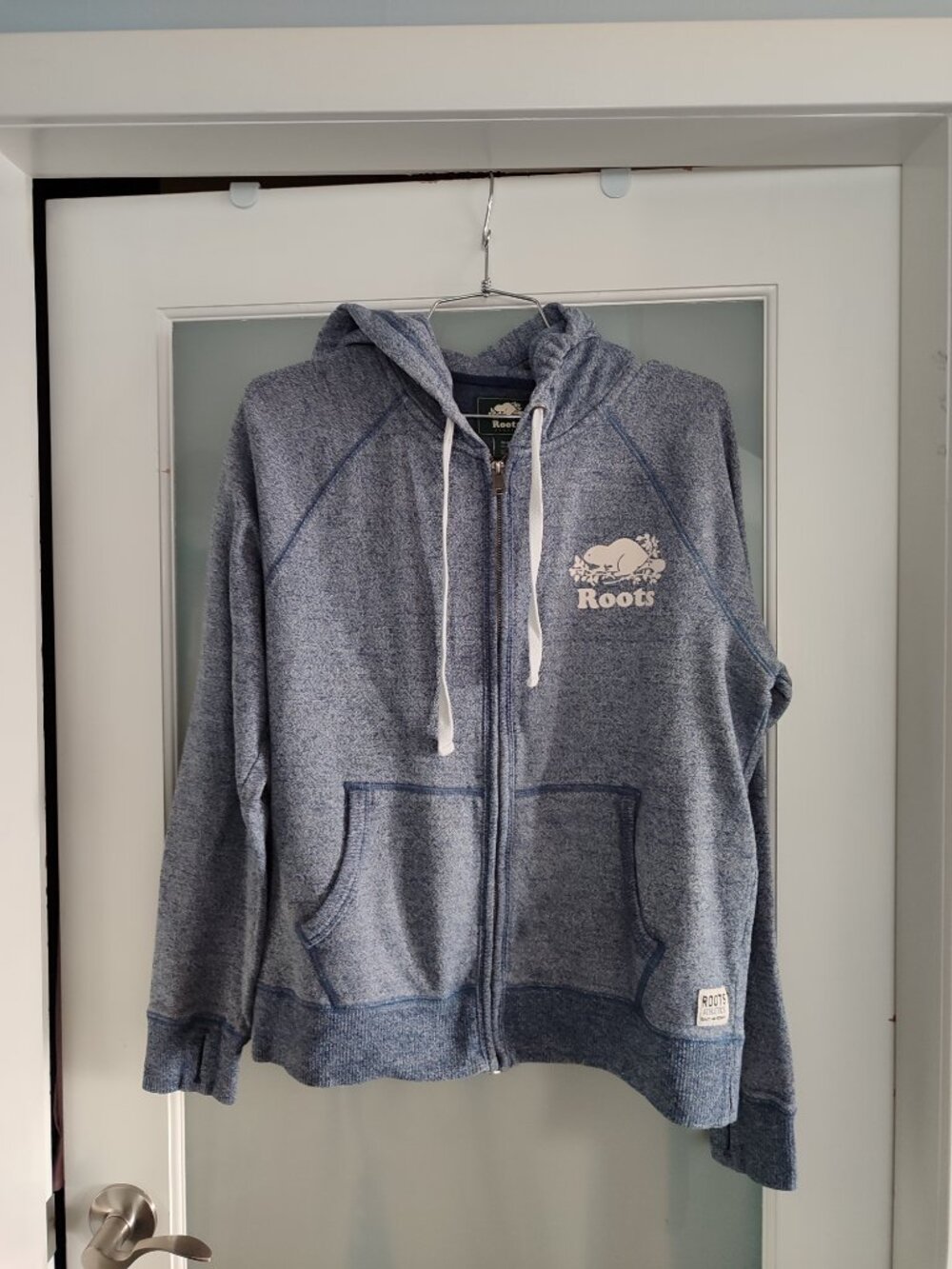 Roots Women Salt & Pepper Blue Full-Zip Hoodie - Size M